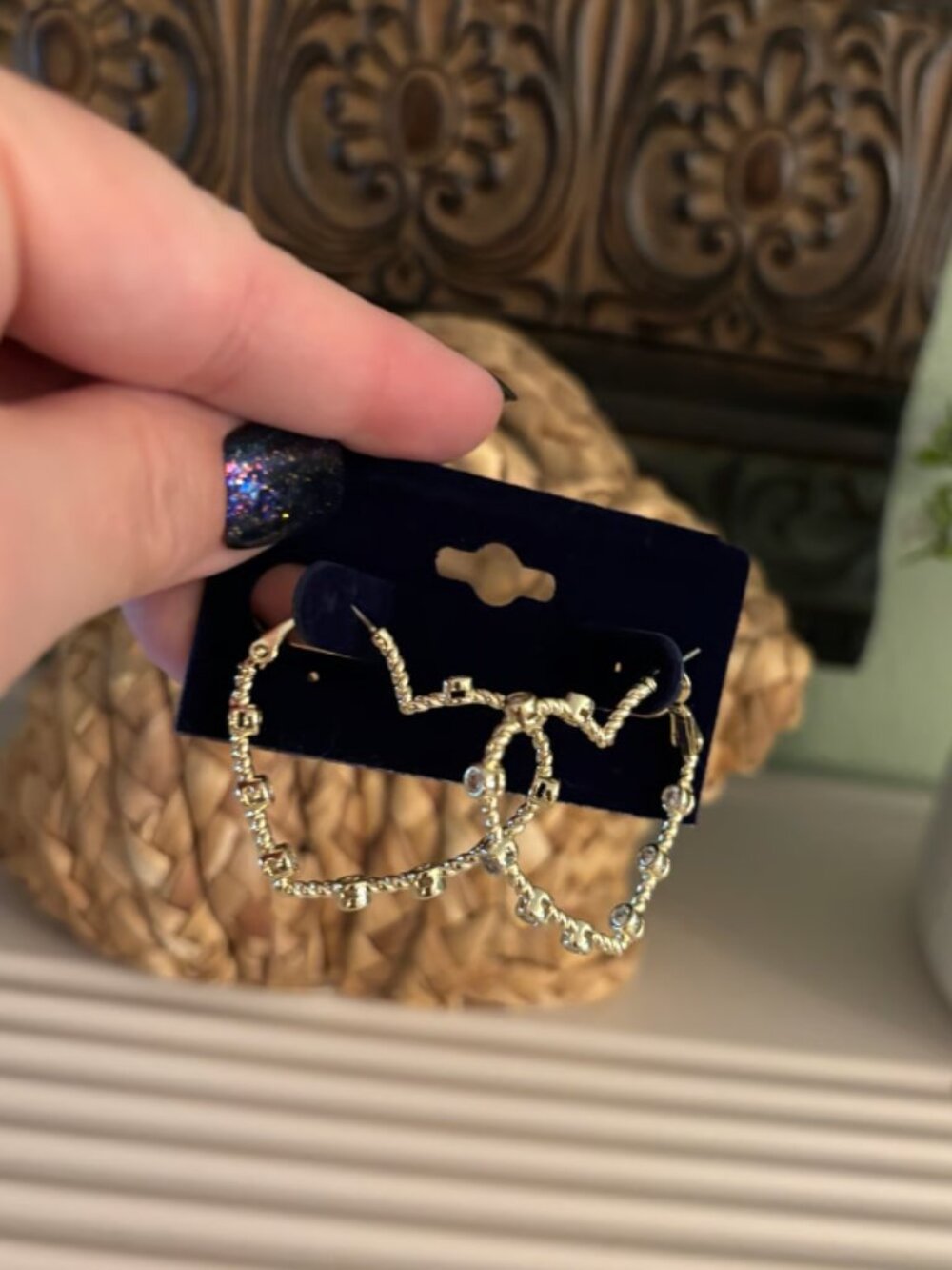 Gold Heart and CZ Hoop Earrings